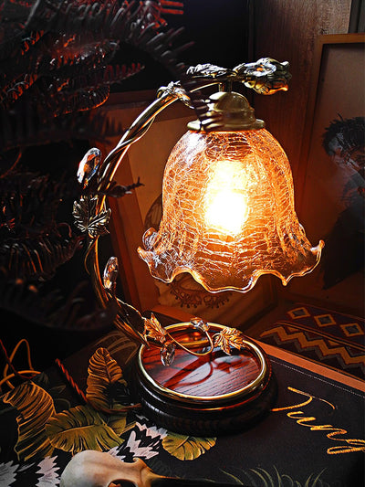 Flarce Brass Wood Table Lamp