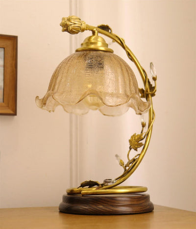 Flarce Brass Wood Table Lamp