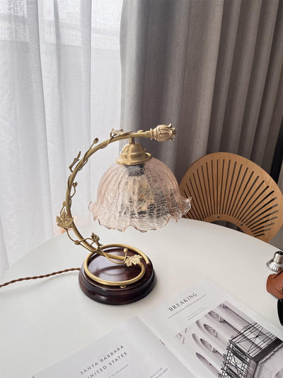 Flarce Brass Wood Table Lamp