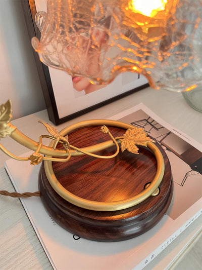 Flarce Brass Wood Table Lamp