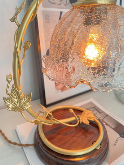 Flarce Brass Wood Table Lamp