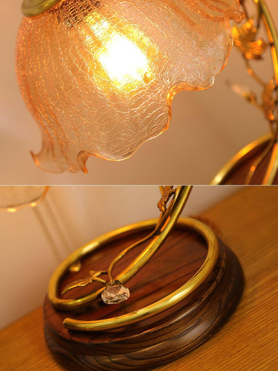 Flarce Brass Wood Table Lamp