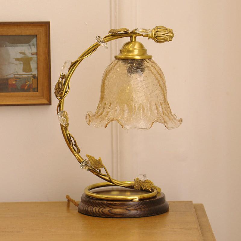 Flarce Brass Wood Table Lamp