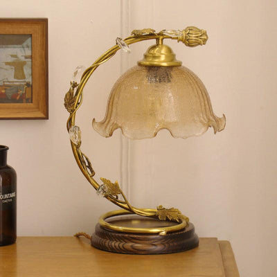 Flarce Brass Wood Table Lamp