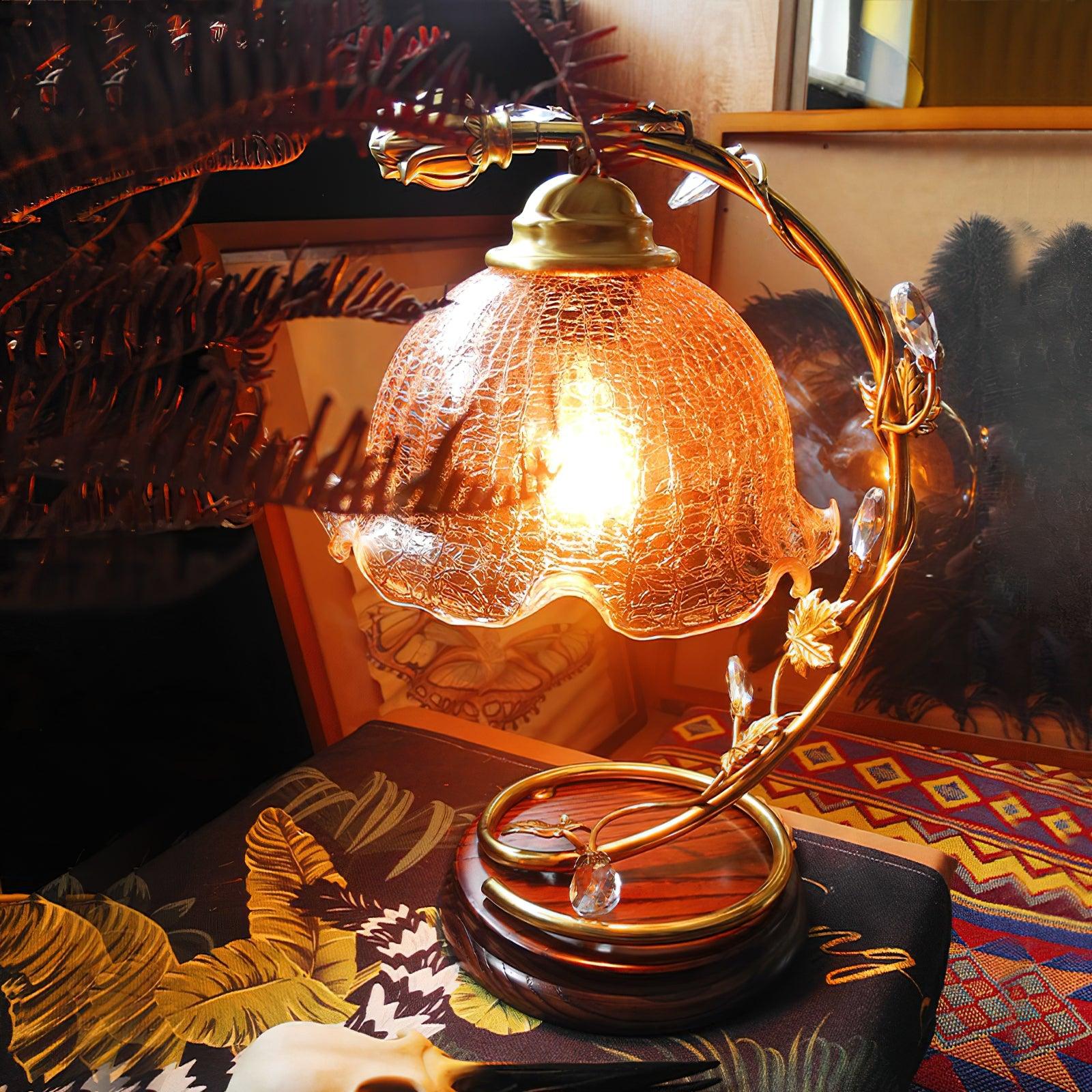 Flarce Brass Wood Table Lamp