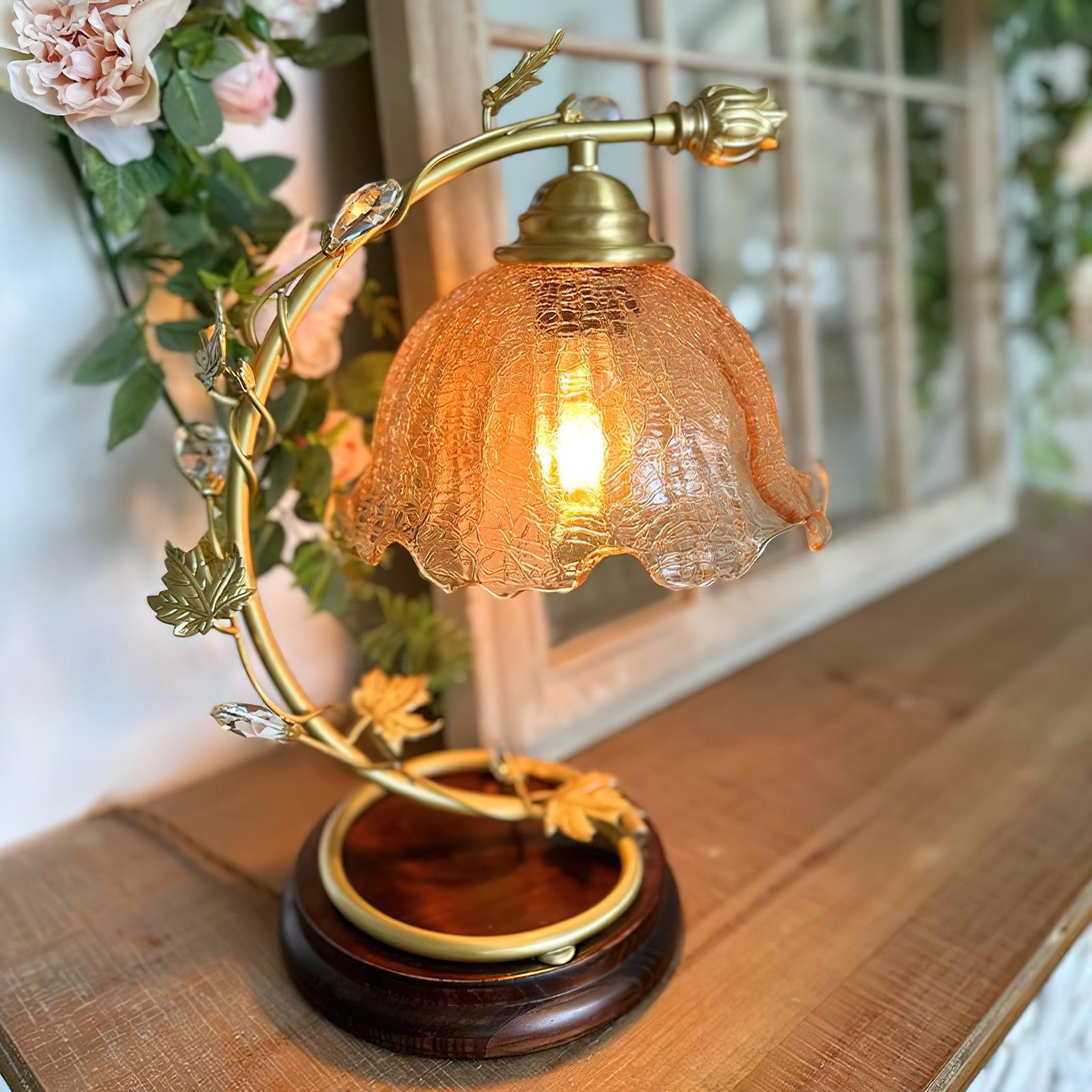 Flarce Brass Wood Table Lamp