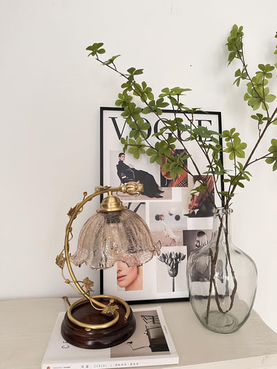 Flarce Brass Wood Table Lamp
