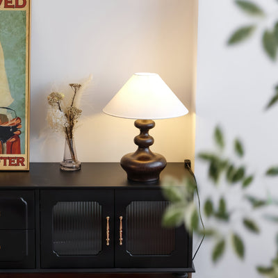 Vominex Wood Fabric Vintage Table Lamp