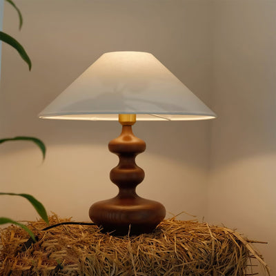 Vominex Wood Fabric Vintage Table Lamp