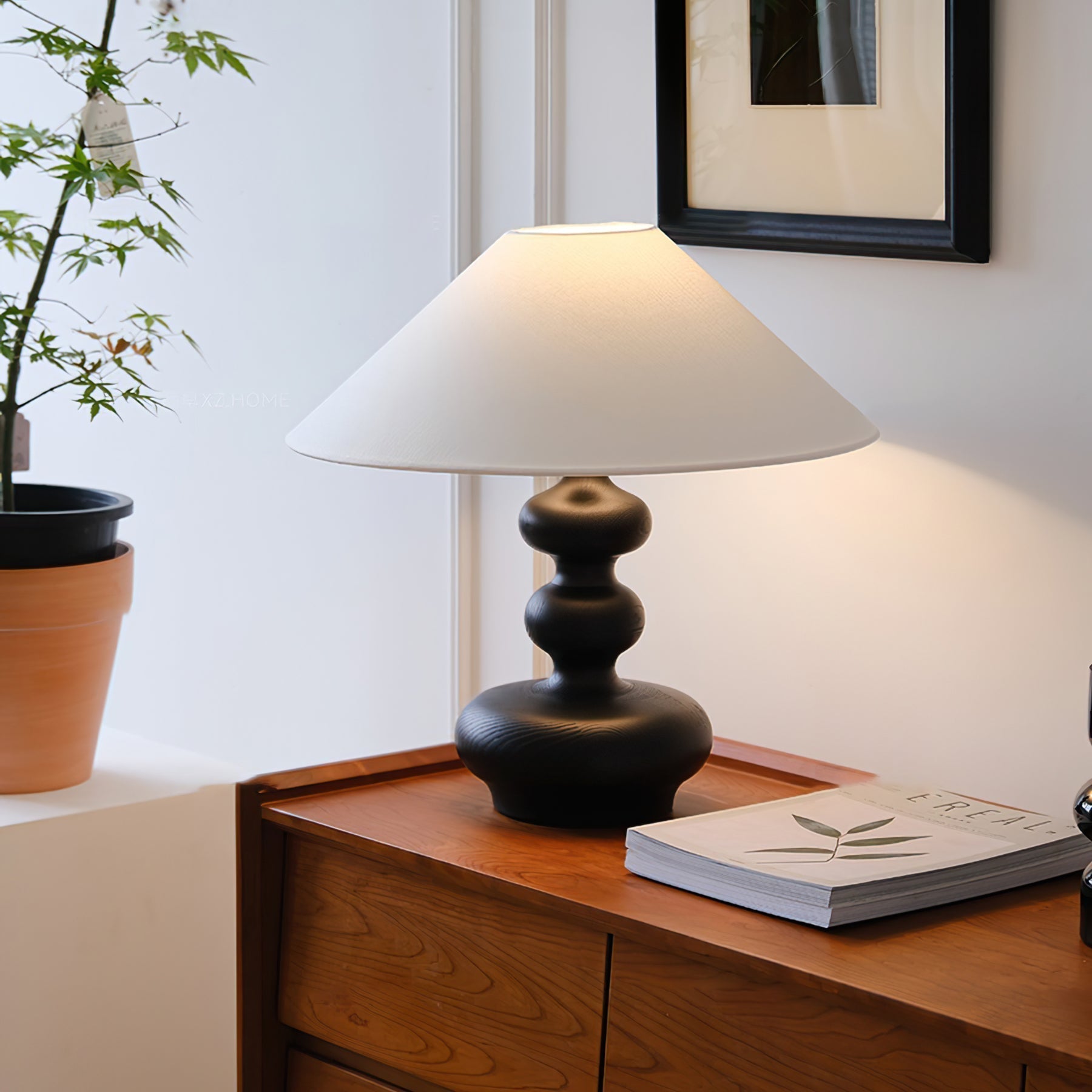 Vominex Wood Fabric Vintage Table Lamp