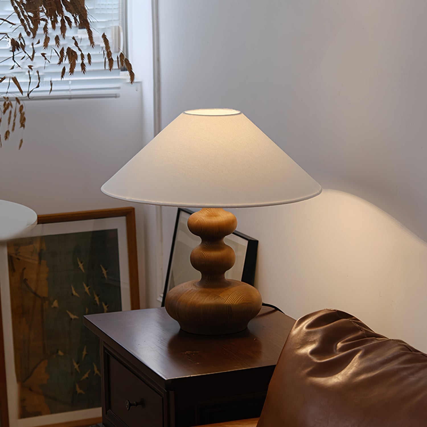 Vominex Wood Fabric Vintage Table Lamp