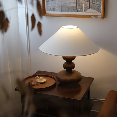 Vominex Wood Fabric Vintage Table Lamp