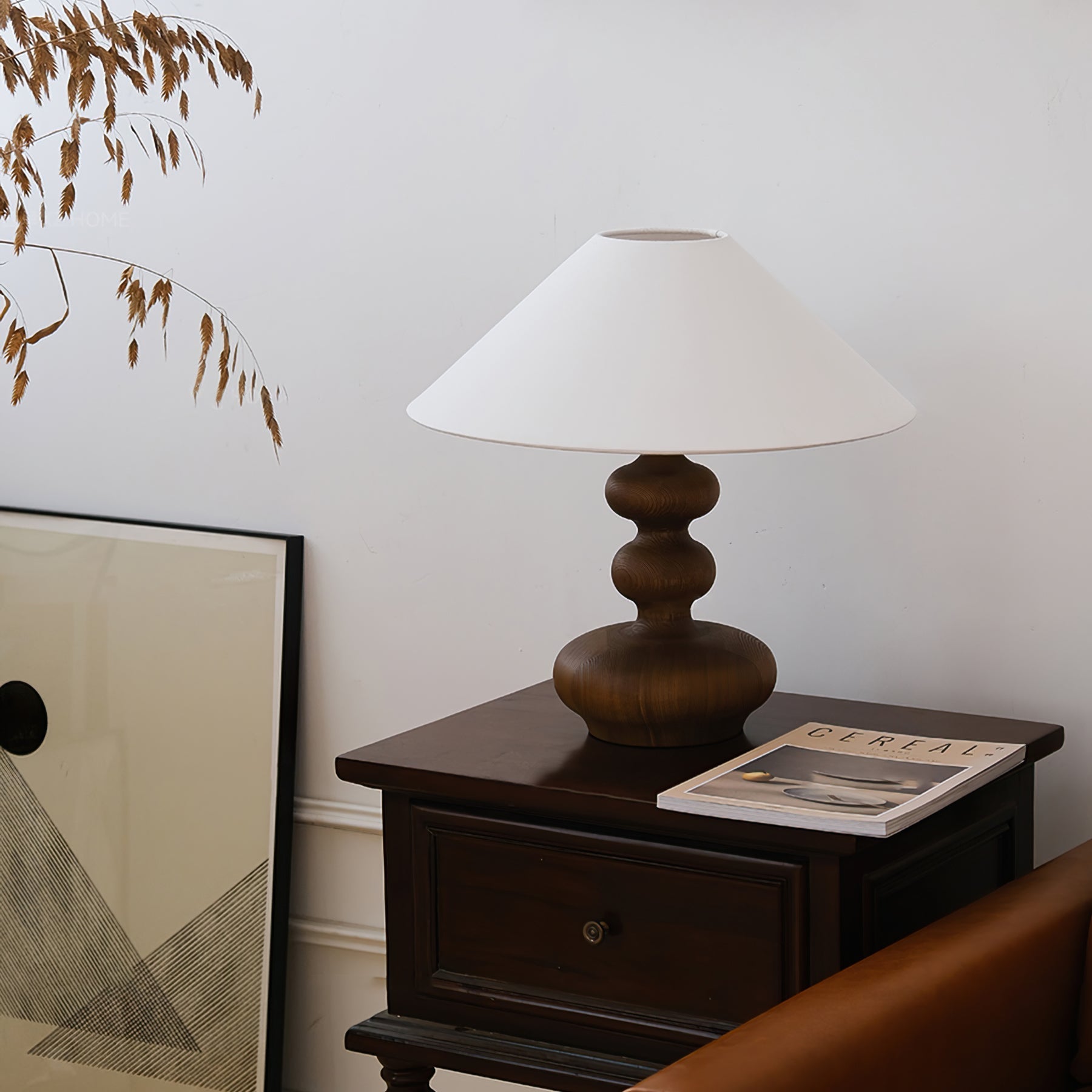 Vominex Wood Fabric Vintage Table Lamp