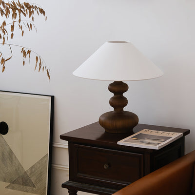 Vominex Wood Fabric Vintage Table Lamp