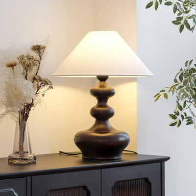 Vominex Wood Fabric Vintage Table Lamp