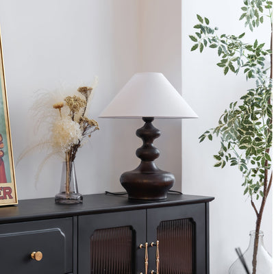 Vominex Wood Fabric Vintage Table Lamp