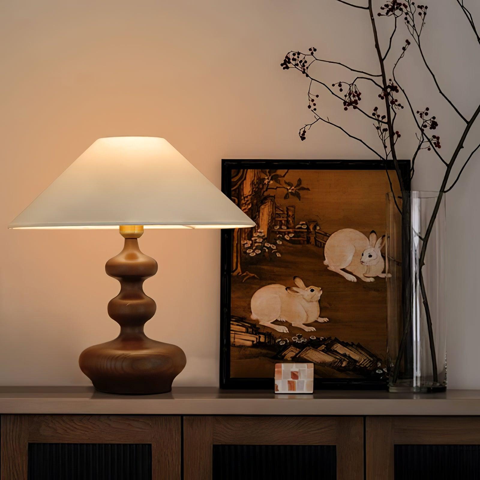 Vominex Wood Fabric Vintage Table Lamp