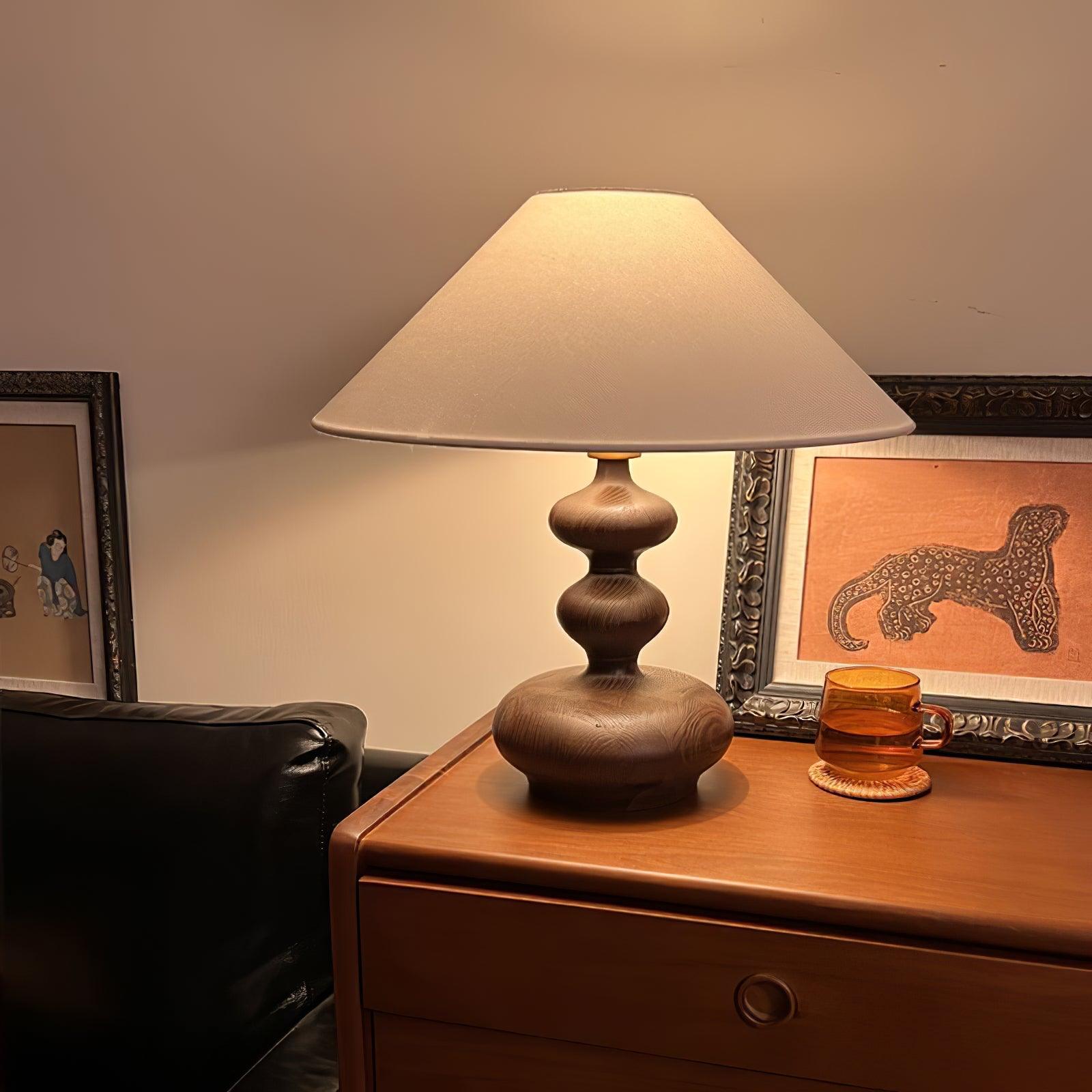 Vominex Wood Fabric Vintage Table Lamp