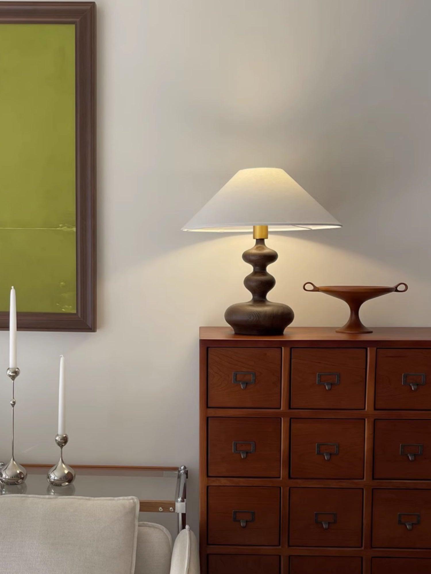 Vominex Wood Fabric Vintage Table Lamp