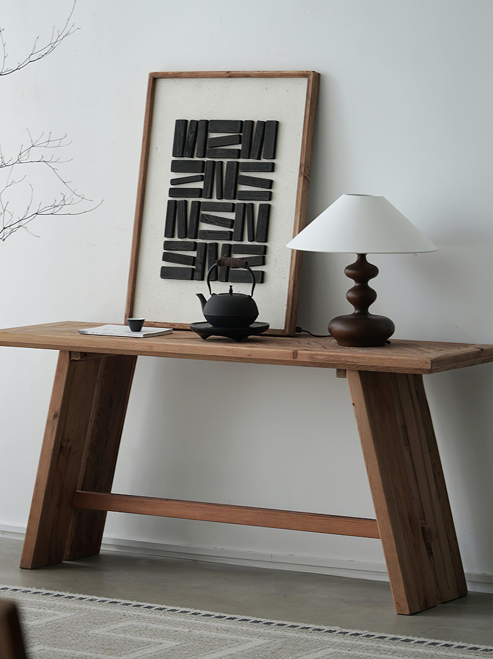 Vominex Wood Fabric Vintage Table Lamp
