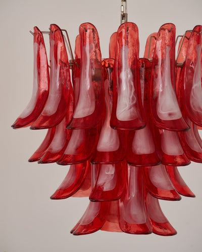 Celoelle Chandelier Crimson Murano Glass Petals Layered Vintage