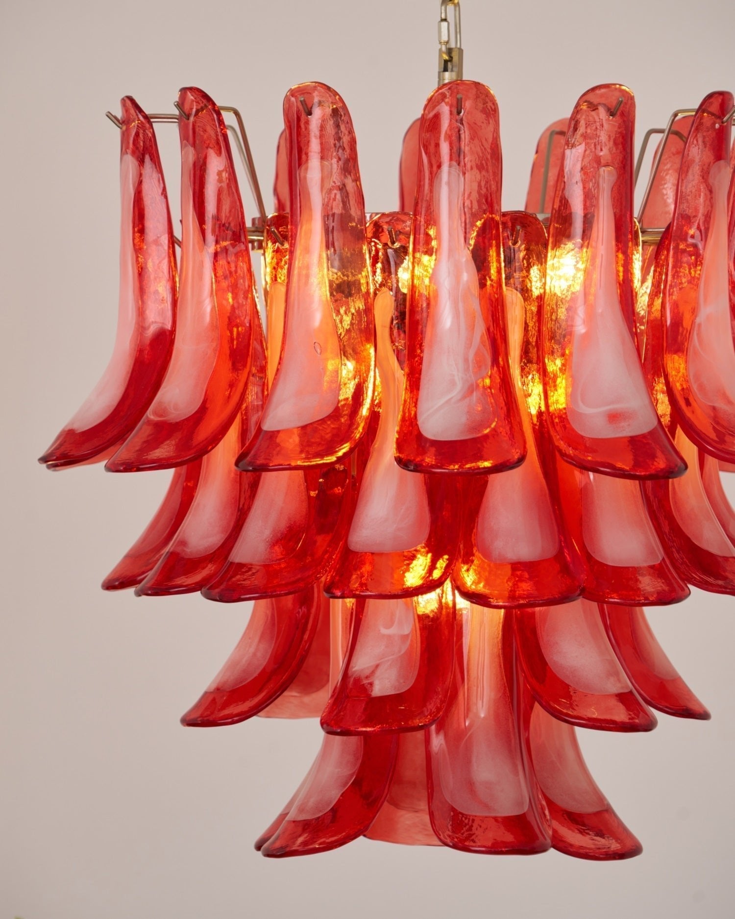 Celoelle Chandelier Crimson Murano Glass Petals Layered Vintage