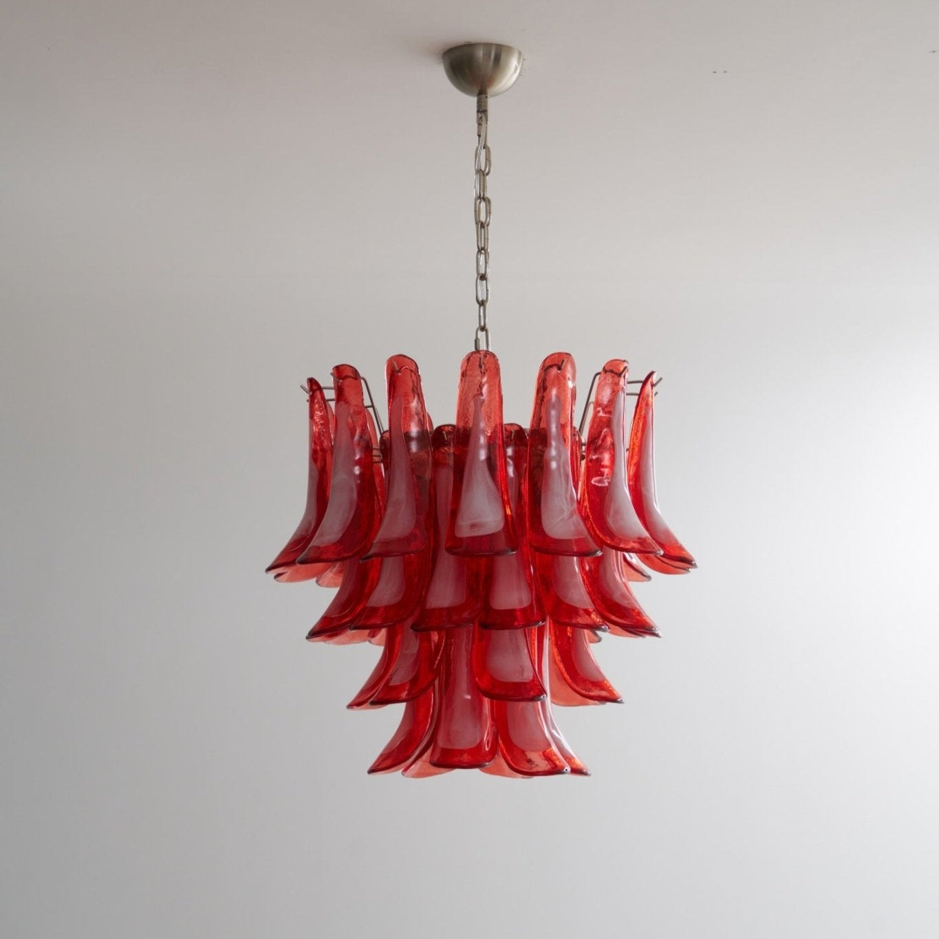 Celoelle Chandelier Crimson Murano Glass Petals Layered Vintage