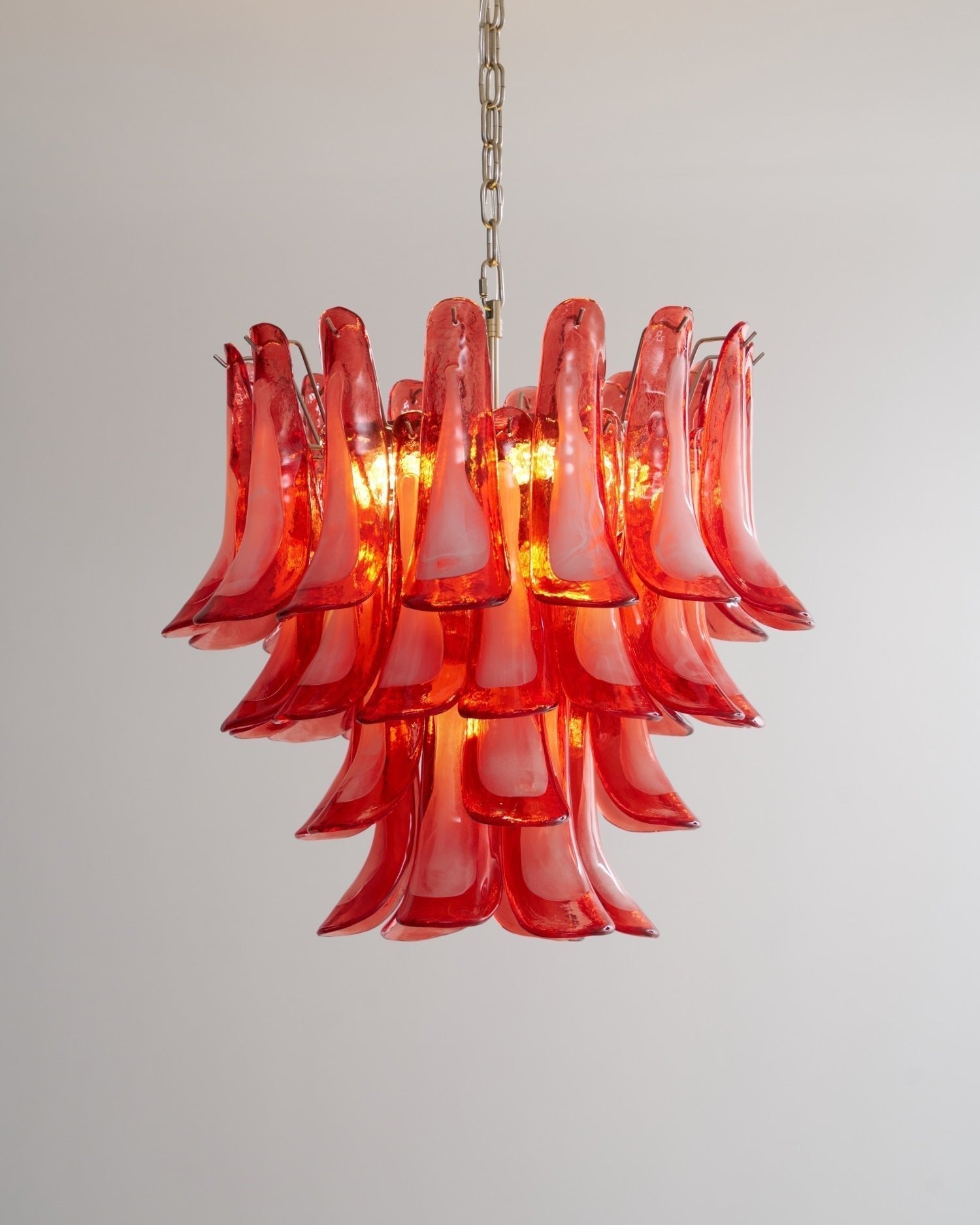 Celoelle Chandelier Crimson Murano Glass Petals Layered Vintage