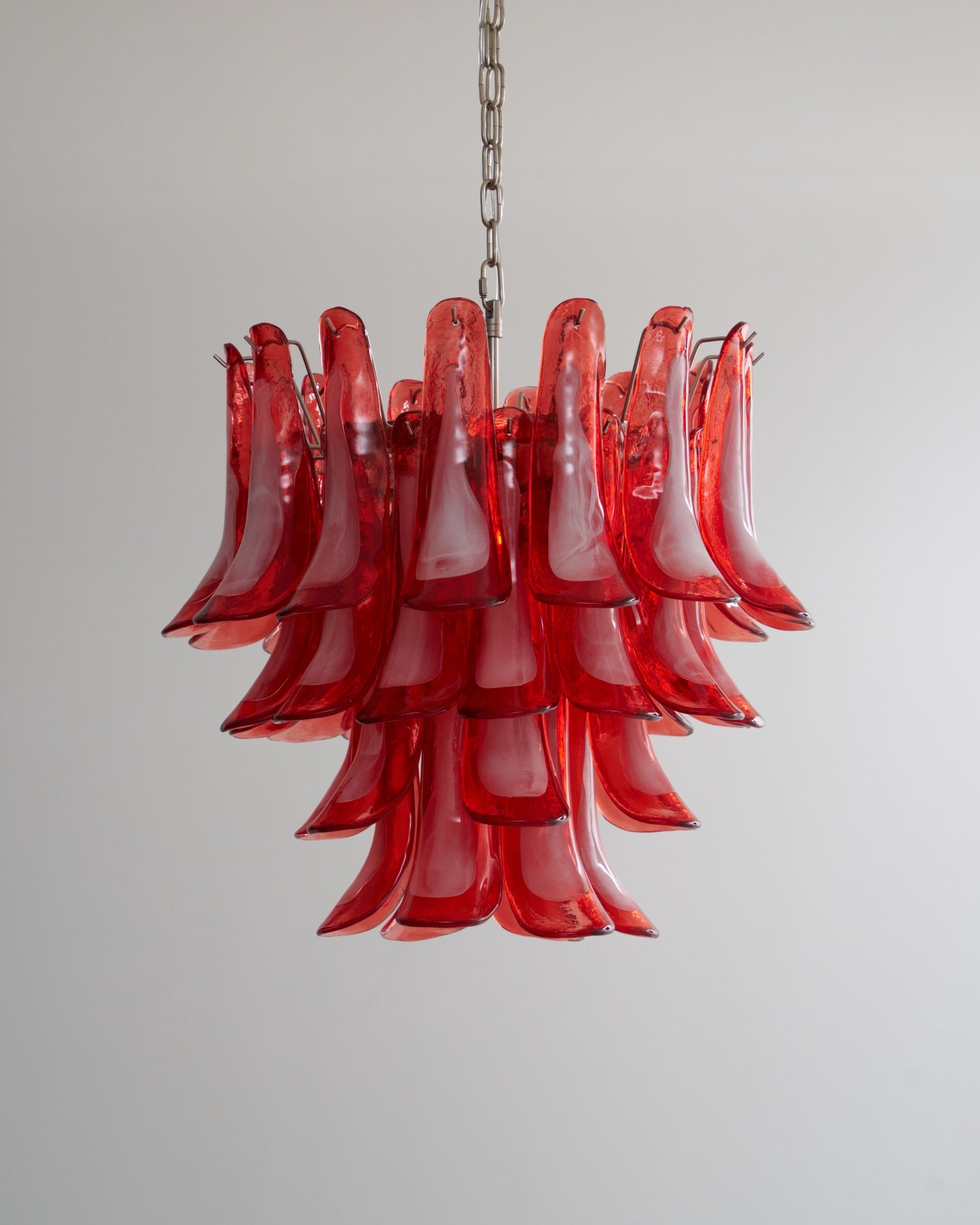 Celoelle Chandelier Crimson Murano Glass Petals Layered Vintage