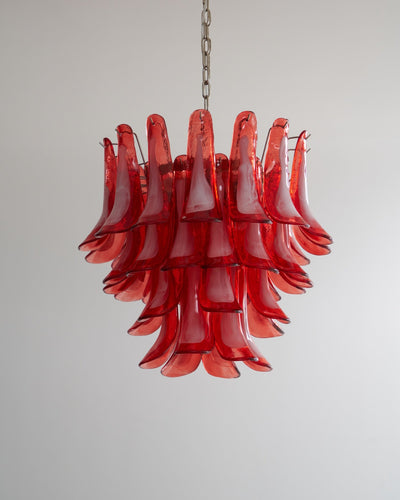 Celoelle Chandelier Crimson Murano Glass Petals Layered Vintage