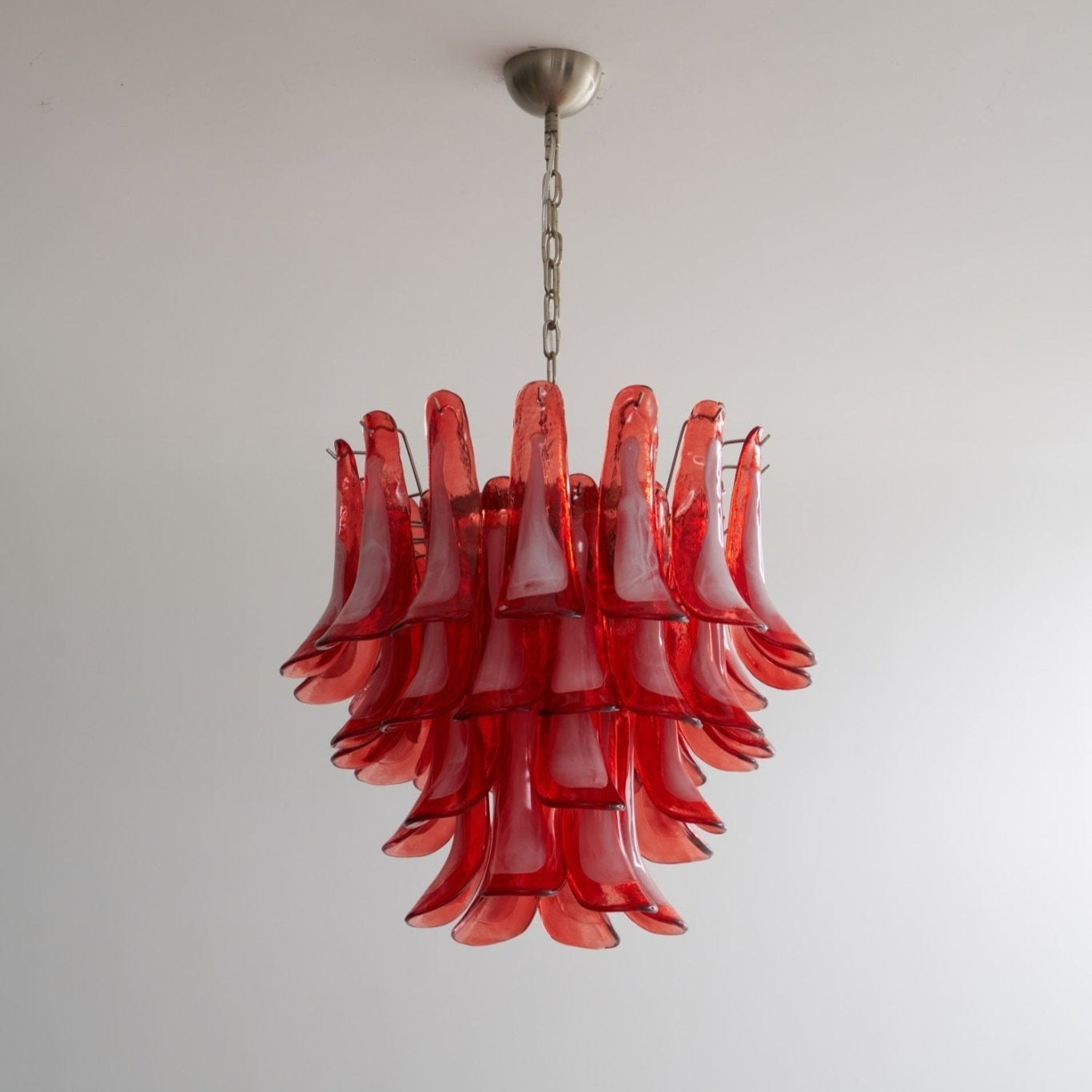 Celoelle Chandelier Crimson Murano Glass Petals Layered Vintage