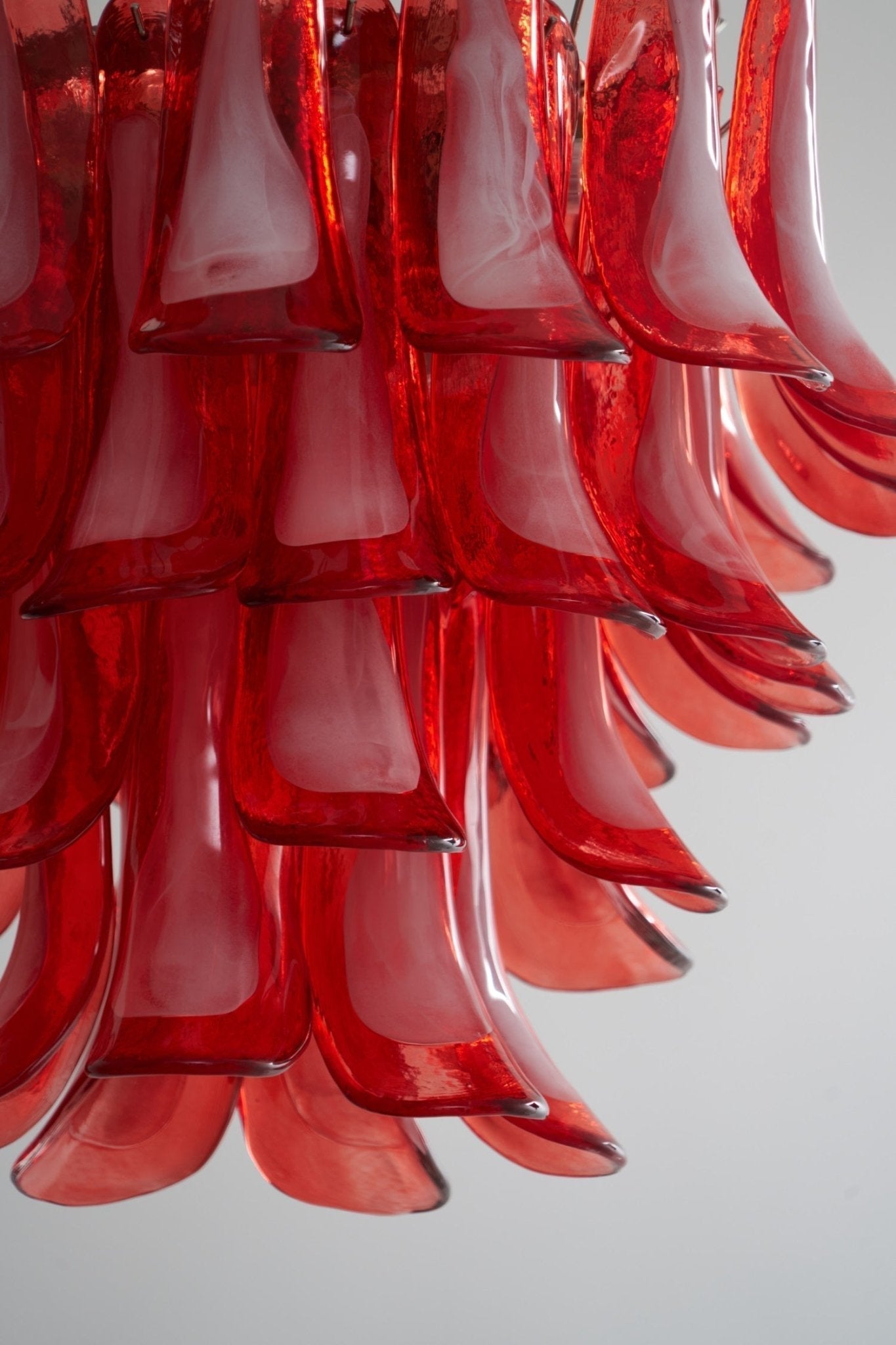 Celoelle Chandelier Crimson Murano Glass Petals Layered Vintage