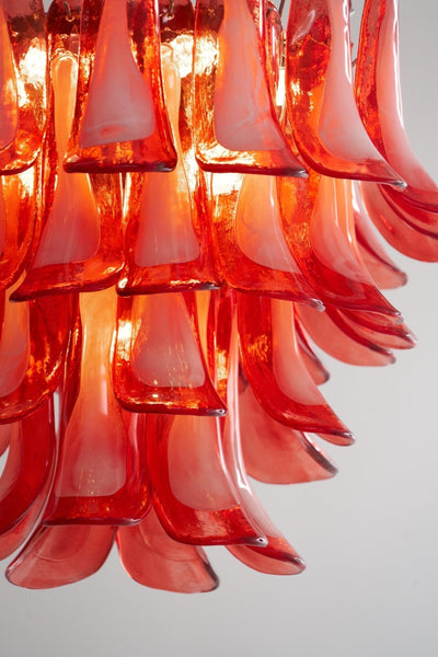 Celoelle Chandelier Crimson Murano Glass Petals Layered Vintage