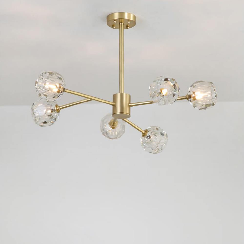 Thalyn Pendant Lamp Crystal Ball Brass Cluster