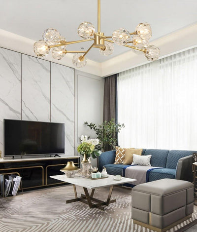 Thalyn Pendant Lamp Crystal Ball Brass Cluster