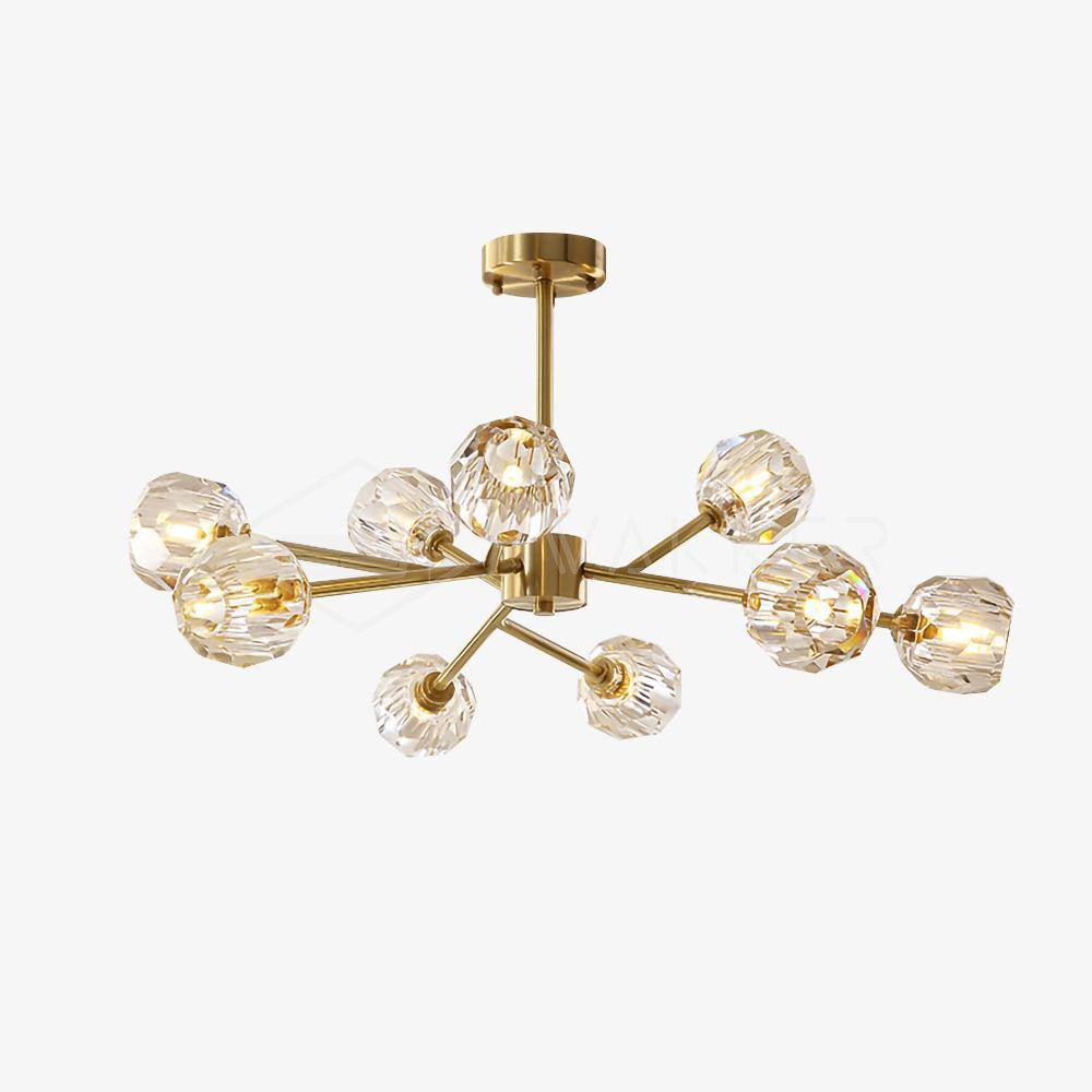 Thalyn Pendant Lamp Crystal Ball Brass Cluster