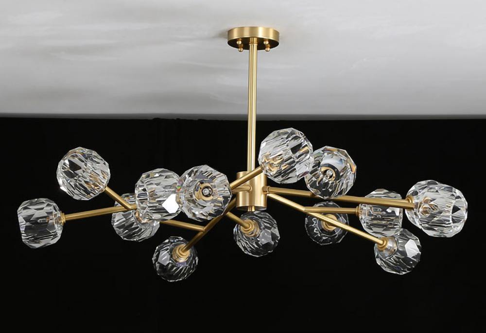 Thalyn Pendant Lamp Crystal Ball Brass Cluster