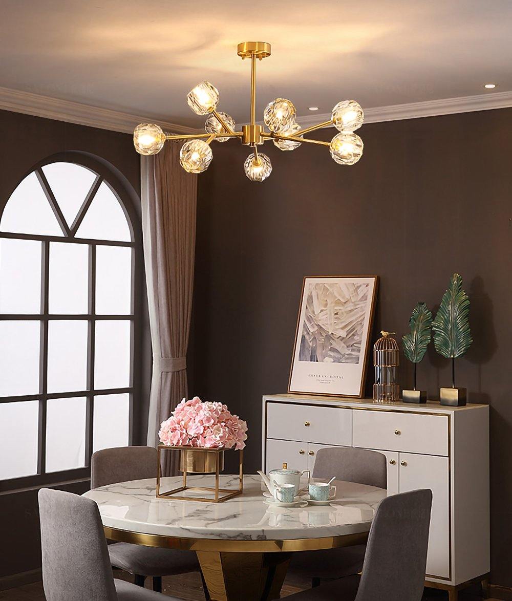Thalyn Pendant Lamp Crystal Ball Brass Cluster