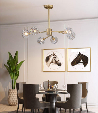 Thalyn Pendant Lamp Crystal Ball Brass Cluster