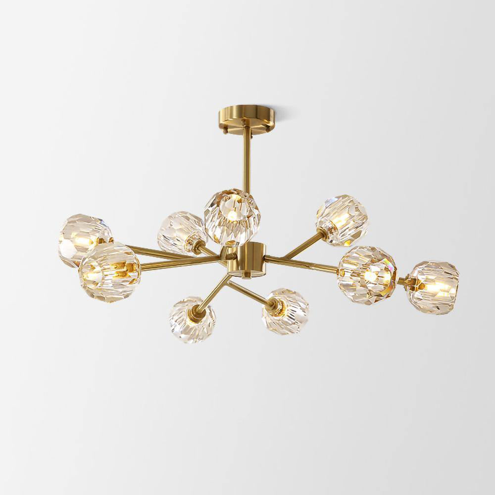 Thalyn Pendant Lamp Crystal Ball Brass Cluster