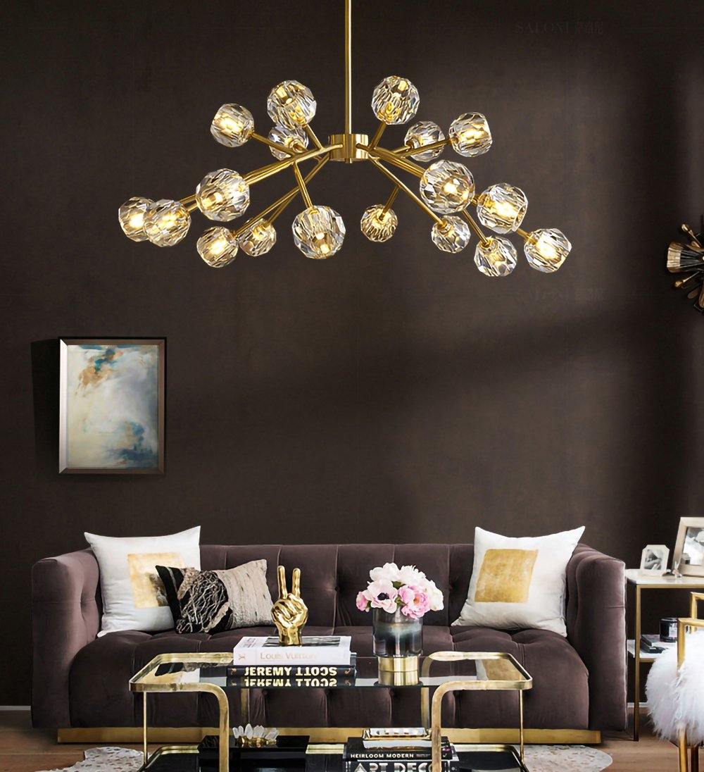 Thalyn Pendant Lamp Crystal Ball Brass Cluster