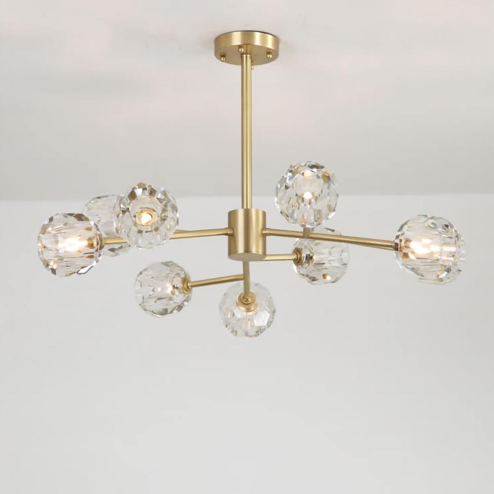 Thalyn Pendant Lamp Crystal Ball Brass Cluster
