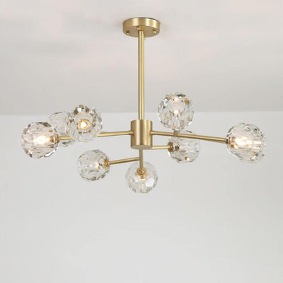 Thalyn Pendant Lamp Crystal Ball Brass Cluster