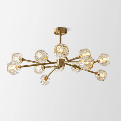 Thalyn Pendant Lamp Crystal Ball Brass Cluster