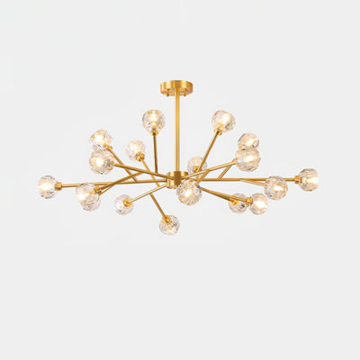 Thalyn Pendant Lamp Crystal Ball Brass Cluster