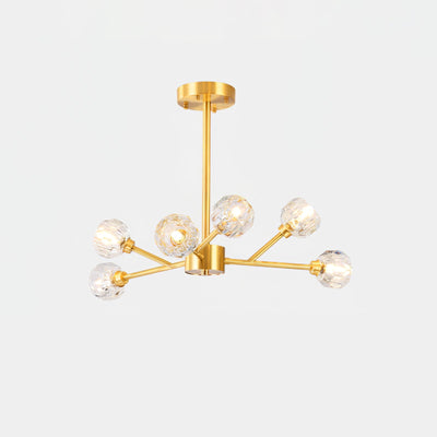 Thalyn Pendant Lamp Crystal Ball Brass Cluster