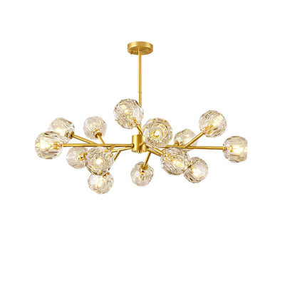 Thalyn Pendant Lamp Crystal Ball Brass Cluster