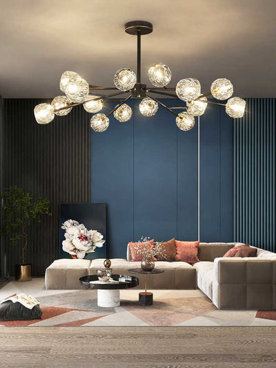 Thalyn Pendant Lamp Crystal Ball Brass Cluster