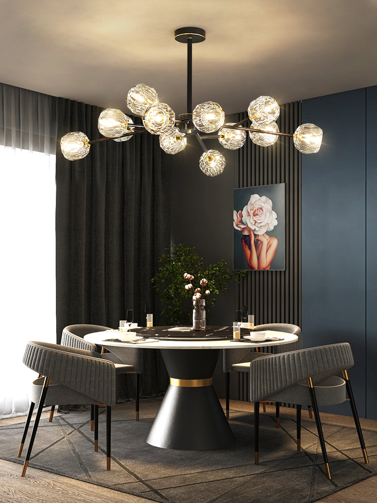 Thalyn Pendant Lamp Crystal Ball Brass Cluster