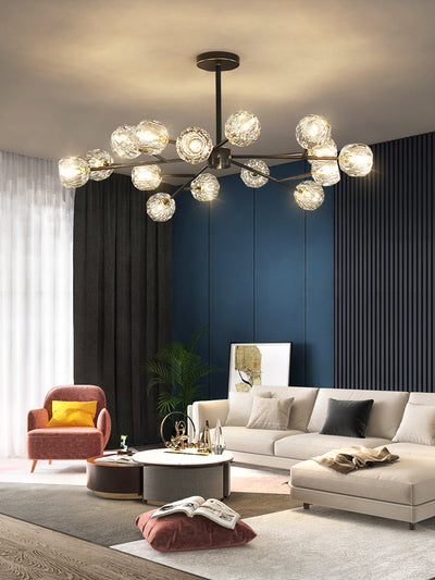 Thalyn Pendant Lamp Crystal Ball Brass Cluster